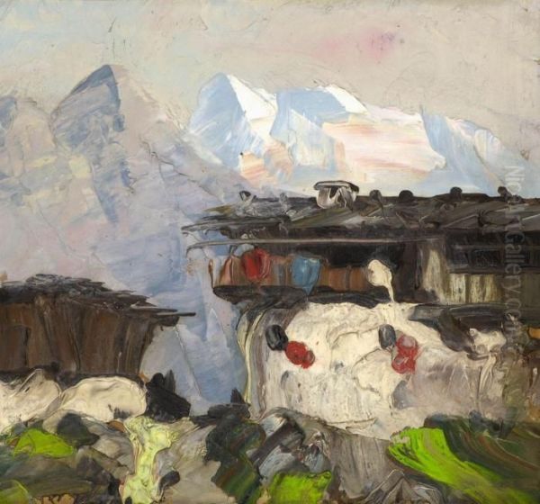 Bergbauernhof. Oil Painting by Oskar Mulley