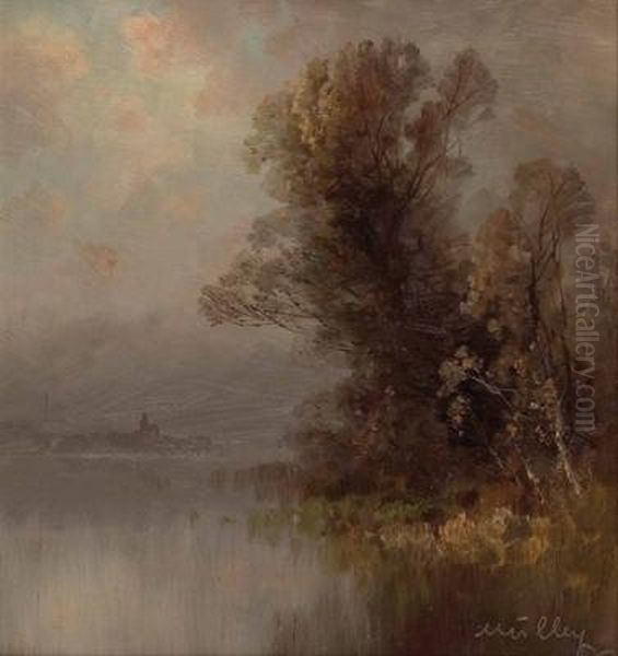 Blick Auf Einen See Oil Painting by Oskar Mulley