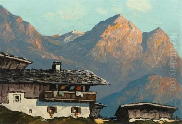 Mountain Residence Oil Painting by Oskar Mulley