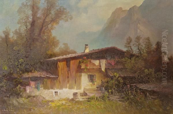 Bergbauernhof Oil Painting by Oskar Mulley