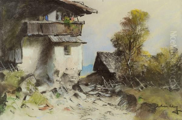 Bergbauernhof Oil Painting by Oskar Mulley