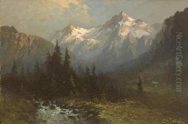 Gebirgslandschaft. Oil Painting by Oskar Mulley