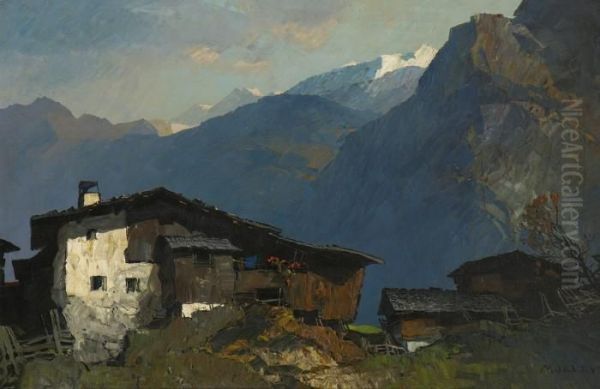 Bergbauernhof. Oil Painting by Oskar Mulley