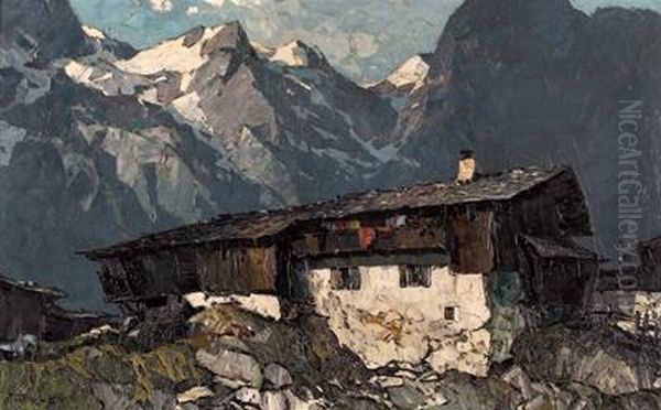 Hof Im Hochgebirge Oil Painting by Oskar Mulley