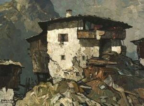 Bergbauernhof. Oil Painting by Oskar Mulley