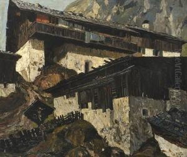 Bergbauernhof. Oil Painting by Oskar Mulley