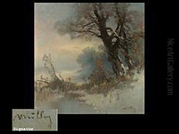 Winterlandschaft Mit Bach Oil Painting by Oskar Mulley