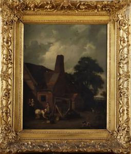 Hans Krets, Gardsidyll Oil Painting by William Mulready