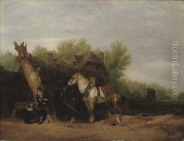 The Roadside Inn Oil Painting by William Mulready