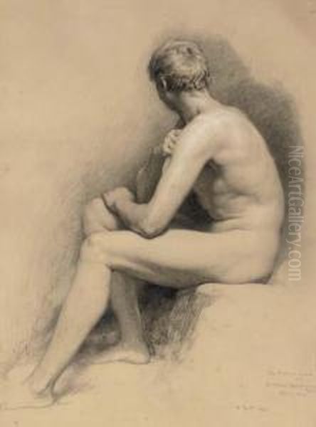 Study Of A Male Nude Oil Painting by William Mulready