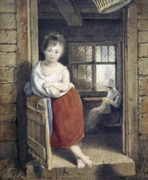 Thecottage Door Oil Painting by William Mulready