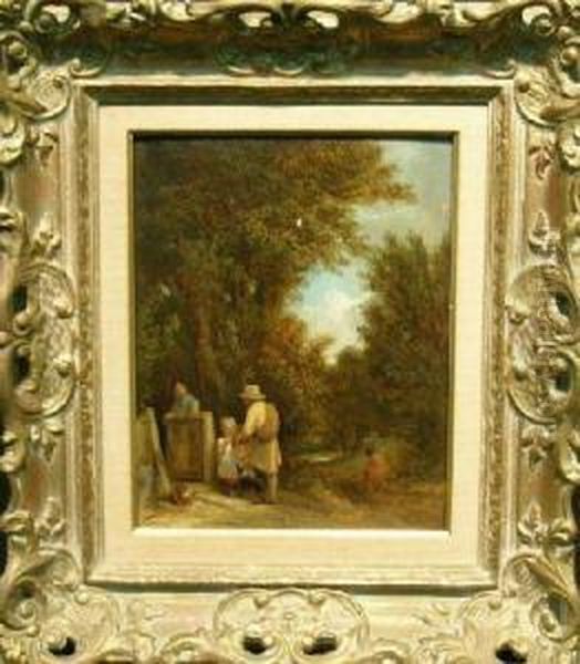 A Traveler In A Landscape Oil Painting by William Mulready