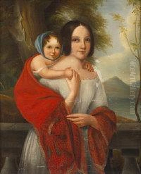 Girl Carrying And Infant Oil Painting by William Mulready