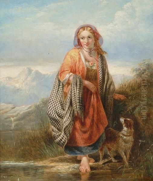 All Alone Oil Painting by William Mulready