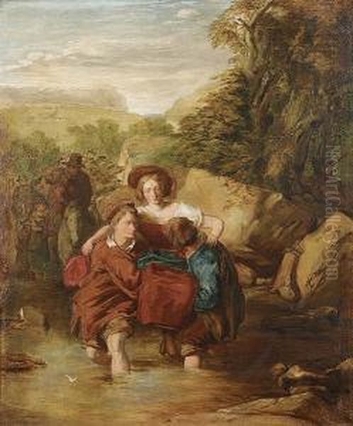 Crossing The Ford Oil Painting by William Mulready