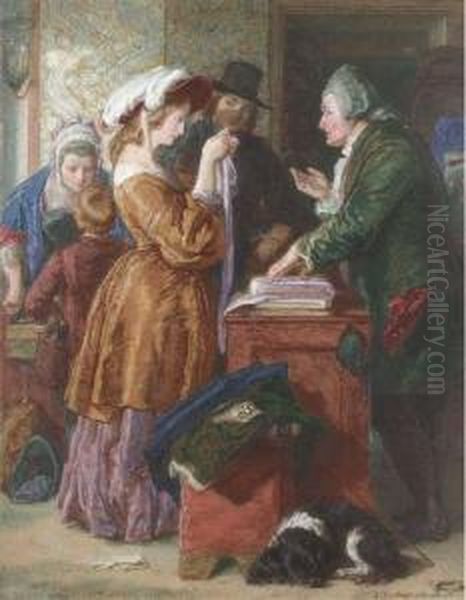 Choosing The Wedding Gown Oil Painting by William Mulready