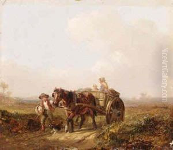 Travelling Along A Country Road Oil Painting by William Mulready