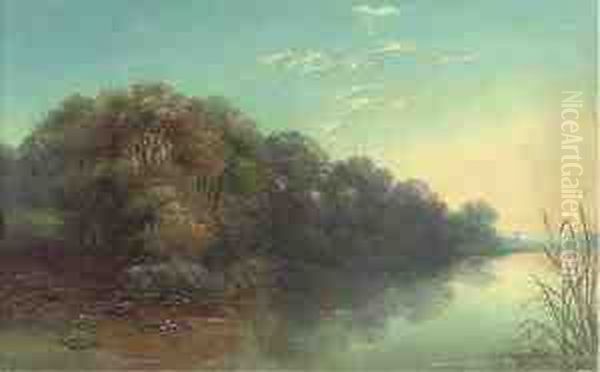 The Thames, Near Laleham Oil Painting by J. Mundell