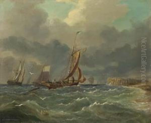 Rough Seas; Shipping Off The Coast by J. Mundell