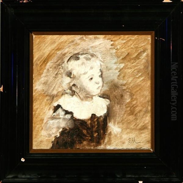 A Child Wearing A Blackdress Oil Painting by Emilie Mundt