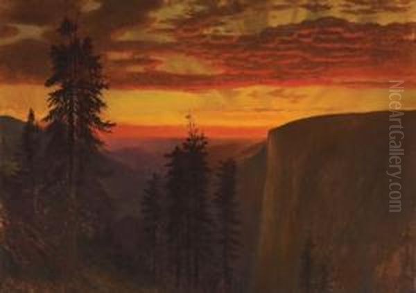 Dramatic Sunset, Yosemite Oil Painting by Gilbert Davis Munger