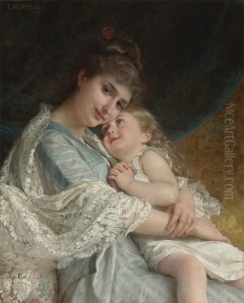 A Tender Embrace Oil Painting by Emile Munier