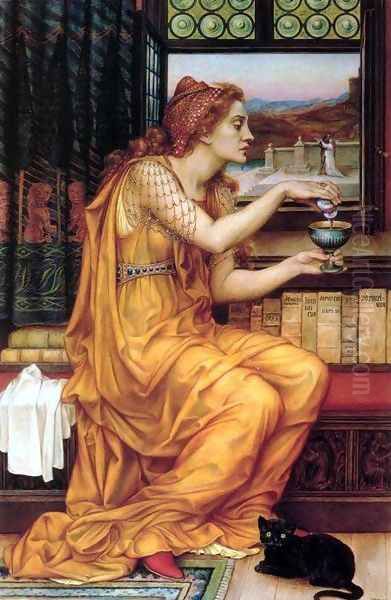 The Love Potion Oil Painting by Evelyn Pickering De Morgan