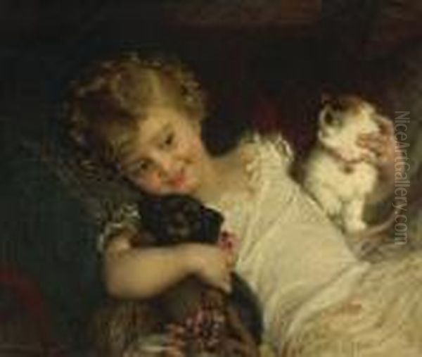 Childhood Friends Oil Painting by Emile Munier