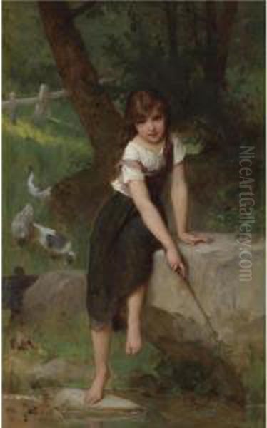 Goose Girl Oil Painting by Emile Munier