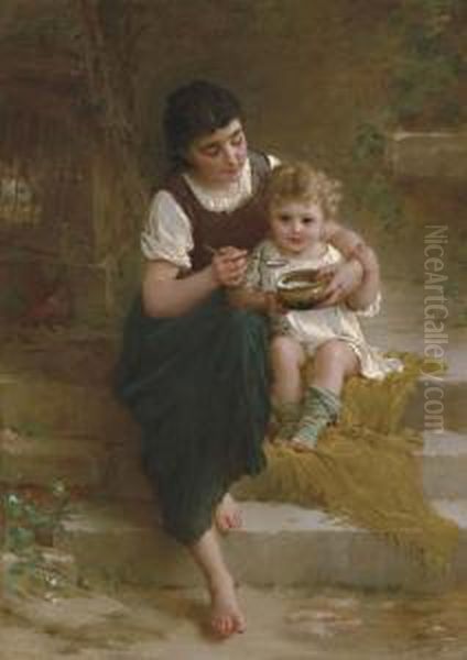 A Tender Moment Oil Painting by Emile Munier