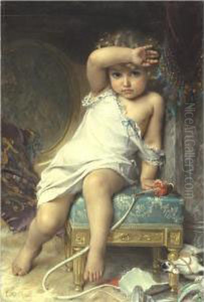 The Broken Vase Oil Painting by Emile Munier