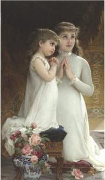 Evening Prayer Oil Painting by Emile Munier