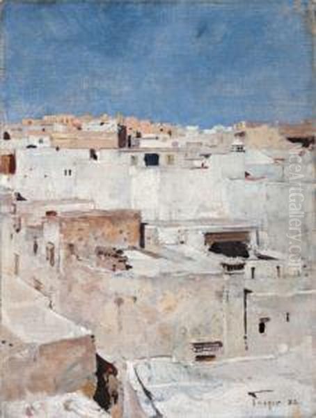 (valence 1840 - Malaga 1927)
 Bab-el-murchad, Kasbah, Tanger Oil Painting by Antonio Gomez Munoz Degrain