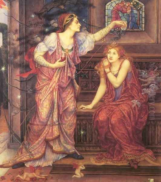 Queen Eleanor and Fair Rosamund Oil Painting by Evelyn Pickering De Morgan