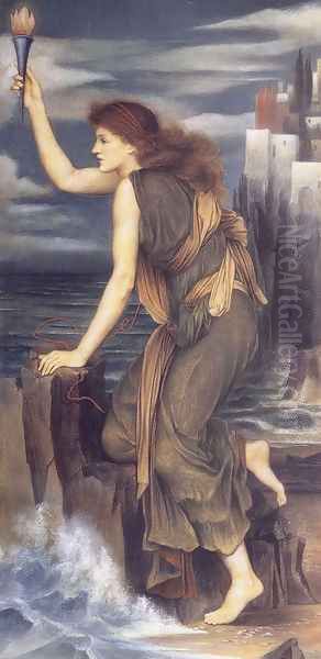 Hero Awaiting the Return of Leander Oil Painting by Evelyn Pickering De Morgan