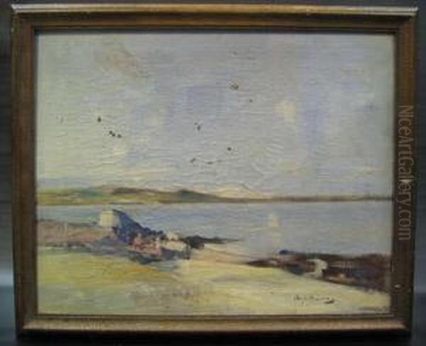 Munro, Peaceful Coastal Scene Oil Painting by Hugh Munro