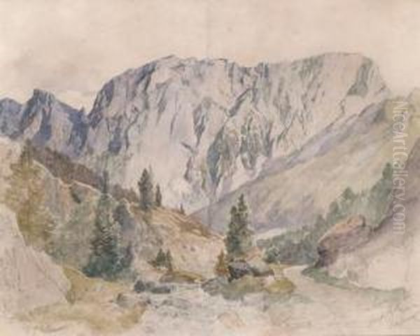 A View Of Rax Mountain Oil Painting by Leopold Munsch