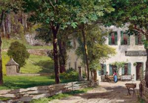 Ein Gasthaus Oil Painting by Leopold Munsch