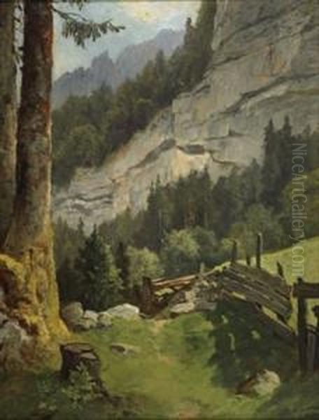 Im Echernthal Bein Hallstatt Oil Painting by Leopold Munsch