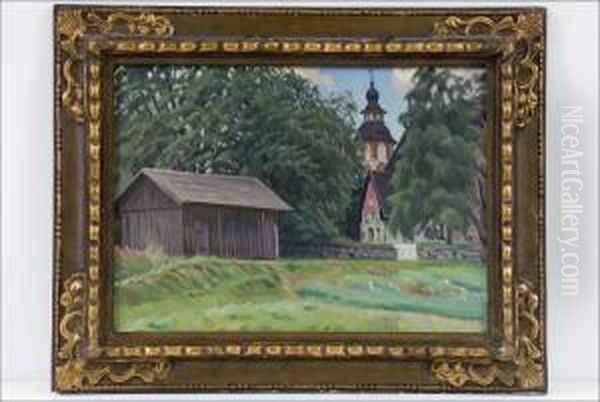 Kirkonvaiheilta - Vid Kyrkan Oil Painting by Ali Munsterhjelm