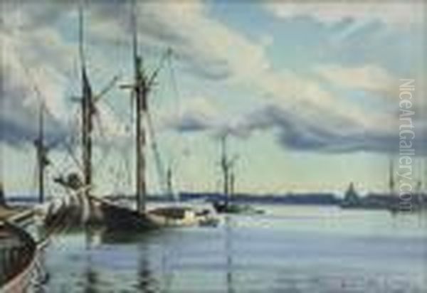 Jaaloja Helsingissa. Oil Painting by Ali Munsterhjelm