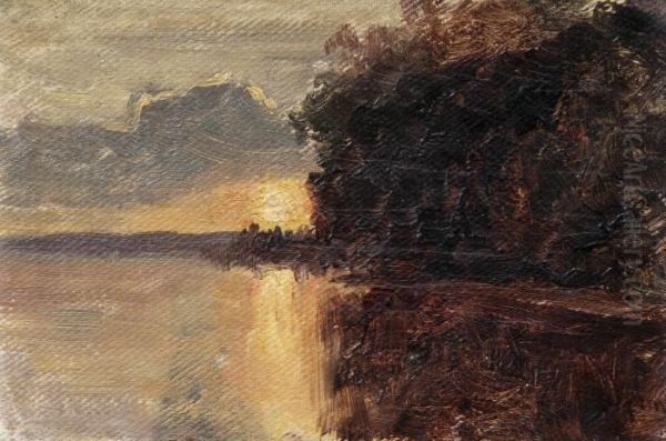 Landscape Study Oil Painting by Hjalmar (Magnus) Munsterhjelm