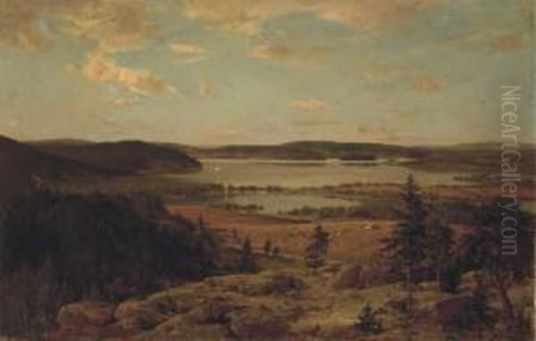 Roineen Lahdelma: The Bay Of Lake Roine, Finland Oil Painting by Hjalmar (Magnus) Munsterhjelm