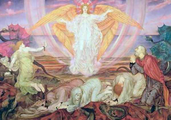 Death of the Dragon 1914 Oil Painting by Evelyn Pickering De Morgan