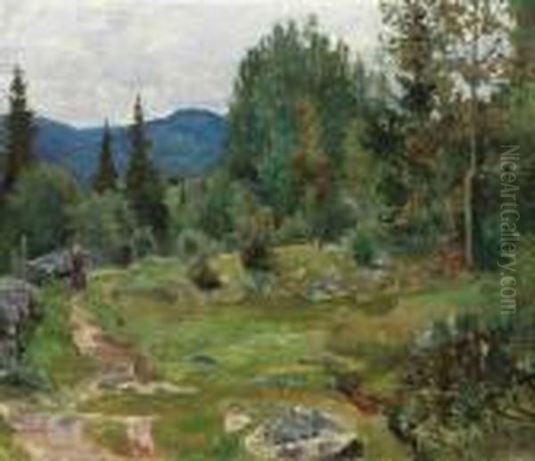 Landskap Oil Painting by Gerhard Peter Frantz Munthe