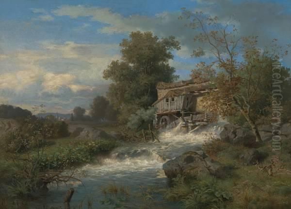 Molle Ved Foss Oil Painting by Ludwig Munthe