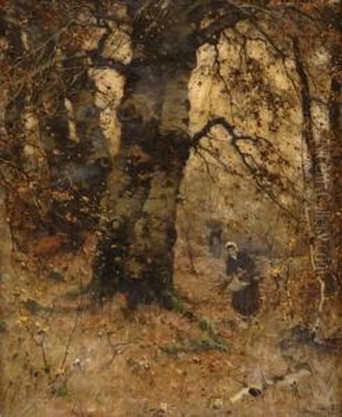 Reisigsammlerinnen. Oil Painting by Ludwig Munthe