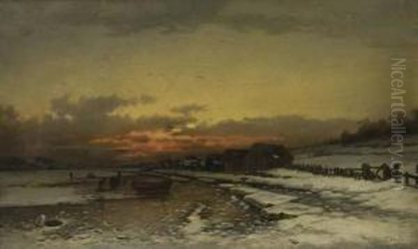 Winter At Norway Oil Painting by Ludwig Munthe