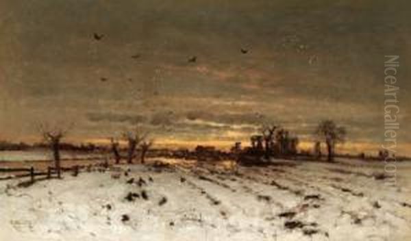 Sonnenuntergang In Weiter Landschaft Oil Painting by Ludwig Munthe