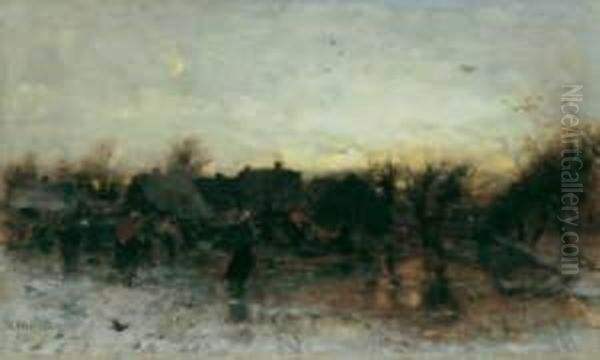 Abendliche Winterlandschaft Oil Painting by Ludwig Munthe